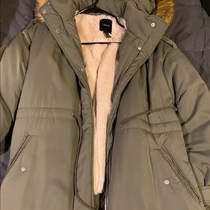 Long warm fur lined coat